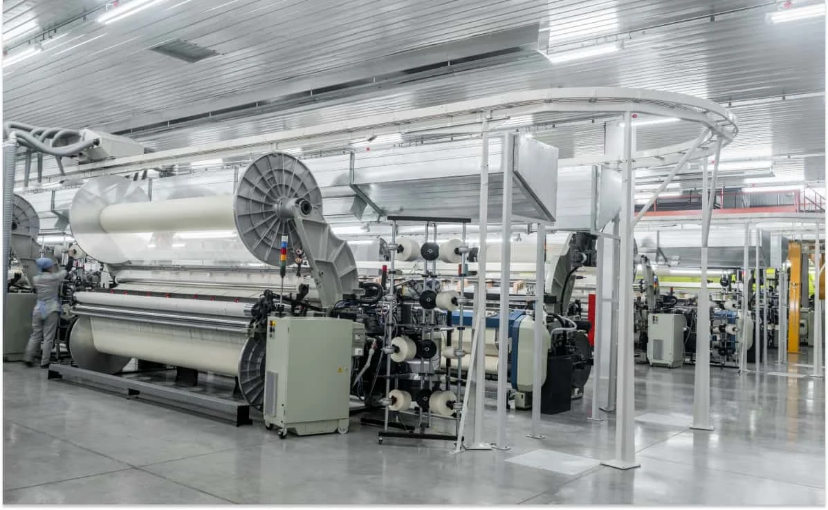 Textile weaving factory where industrial monitoring can be deployed